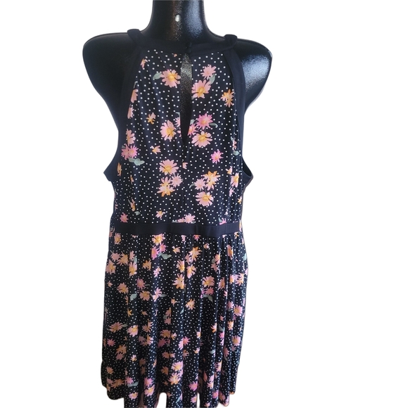 Torrid Black Floral Sleeveless Halter Dress 3 - Picture 6 of 7
